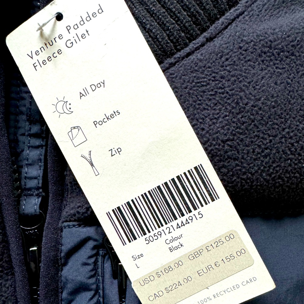 NWT Sweaty Betty Venture Padded Fleece Gilet Vest Size Large $168 - Picture 3 of 9